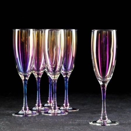 A set of glasses for champagne "Rainbow", 170 ml, 6 pcs, color pearl color