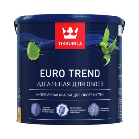 Paint for walls and wallpapers Tikkuril Euro trend, base a, matte 2.7l