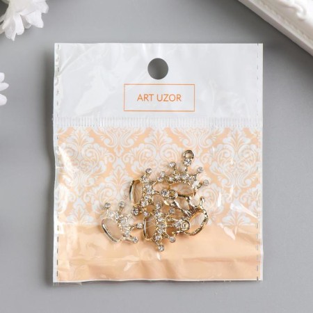 Decor for creativity metal, rhinestones "crown" gold 2x2 cm-4