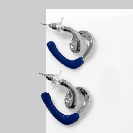 Emall earrings "Heart" curl, blue color in silver-1