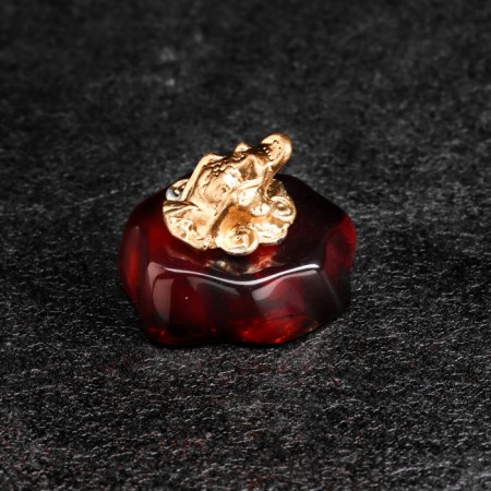 Souvenir "Frog with a coin", brass, amber-1