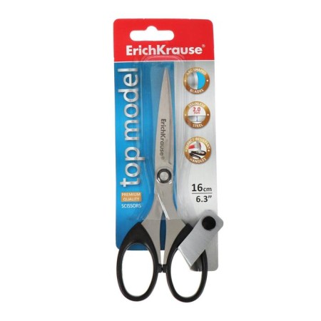 Scissors 16 cm, Erichkrause Top Model, with an increased thickness of blades, black-2