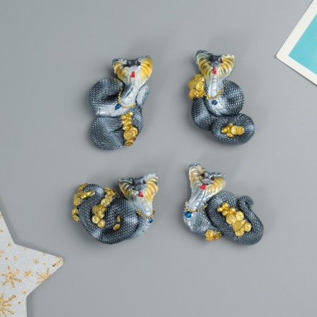 Magnet Polystone "Dark Snake with Coins" MIX 6.5x3.8x2 cm