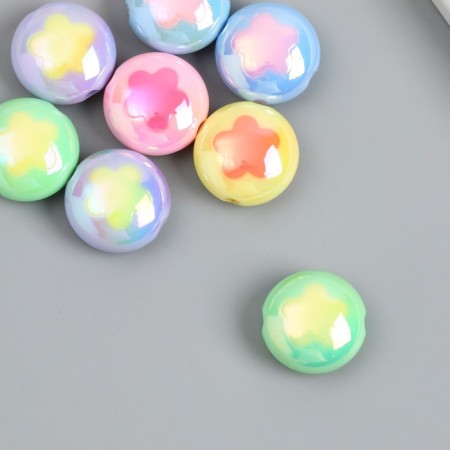 Busina Plastic "Flat ball. Flower" Gloss Povar Mix 1.7x1.7 cm-2