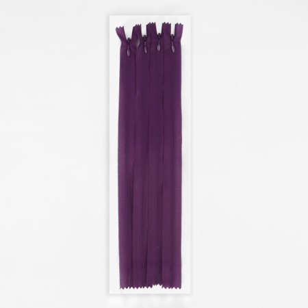 Lightning secret, No. 3, non -proceeding, locking machine, 30 cm, eggplant color-2