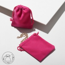 Velvet bag, 7 × 9 cm, bright pink