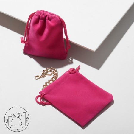 Velvet bag, 7 × 9 cm, bright pink