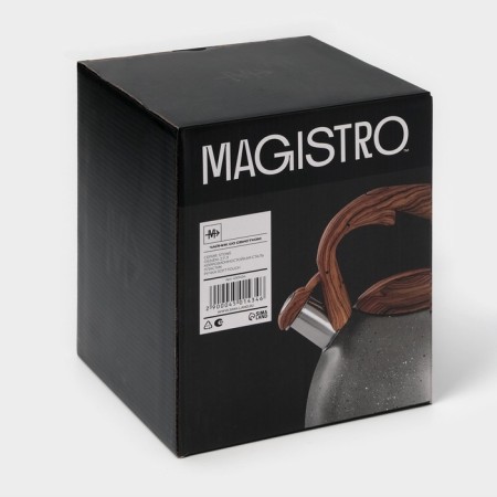 A kettle with a stainless steel whistle Magistro Stone, 2.7 L, Soft-Touch pen, induction, color gray-6