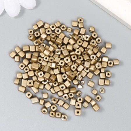 Cube glass 4x4 mm "metallic. Light gold" set of 20 g-1