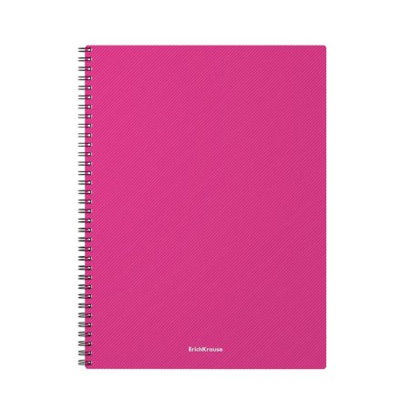 A4 notebook, 80 sheets in a cage on a spiral Erichkrause "Glance Vivid", with a plastic cover, an offset unit, white 100%, mix-3
