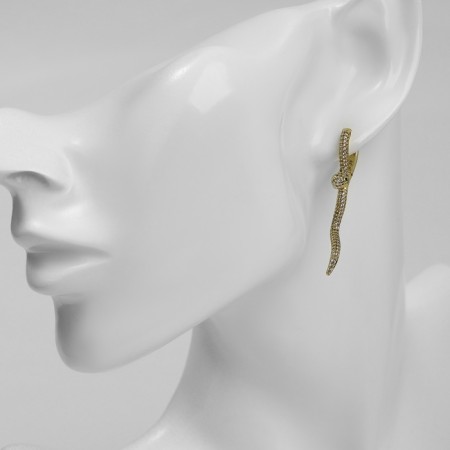 Earrings with rhinestones Xuping snake, voluptuousness, white color in gold-3