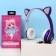 Headphones luminous ears, wireless "anime", lilac w-02