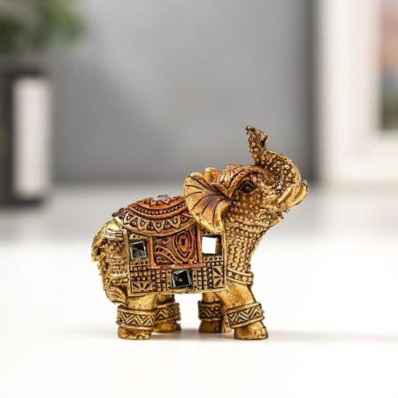 Polystone souvenir "Bronze elephant with a blanket from the Arab carpet" mix 6x5.5x2.5 cm-1