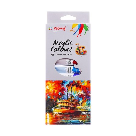 Acrylic paints 12 colors in a metal tube 12 ml in a cardboard box-3