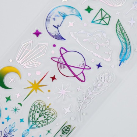 Sticker plastic silver overflow "Fairytale World" mix 7.5x26 cm-3