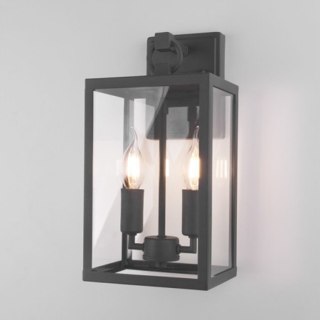 Street wall lamp Elektrostandard, Candle, 167x180x360 mm, E14, dark gray color-1