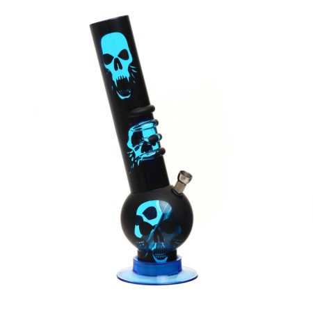 Bong, H-32 cm, "skulls", acrylic, blue