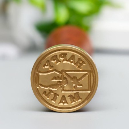 Printing for wax with a wooden handle "Happy Mail" 9x2.5x2.5 cm-1
