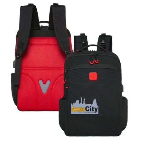 Youth backpack 45 x 31 x 12 cm, ergonomic back, Across M-4, black/red M-4-2