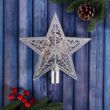 Top "Star" festive decor, 18x18 cm, silver-1