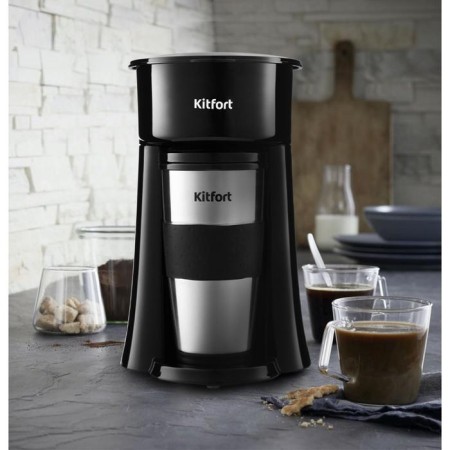 Coffee machine KitFort KT-729, drip 650 W, 0.35 l, silver-black-4