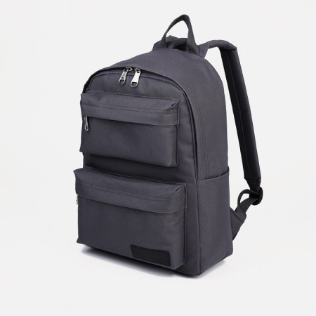 School backpack on lightning, rise, 2 outer pockets, gray color