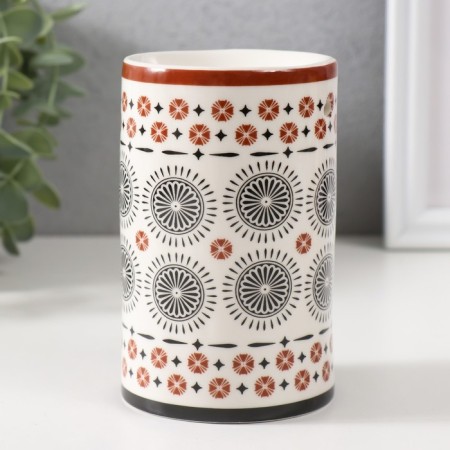 Aroma lamp ceramics "Geometric flowers" 7.2x7.2x11.6 cm