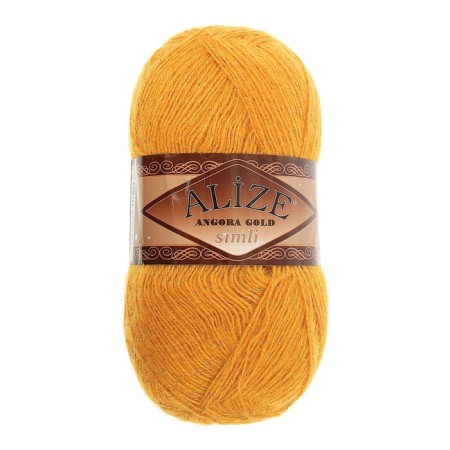 Yarn "Angora Gold Simli" 75% acrylic, 20% wool, 5% metallic 500m/100g (02 saffron)-1