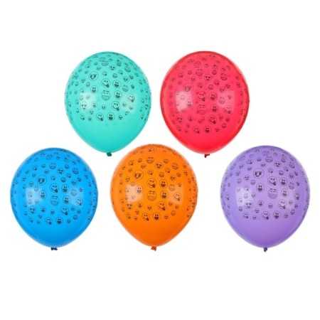 Latex ball 12 "Smiley", set of 5 pcs., Mix color