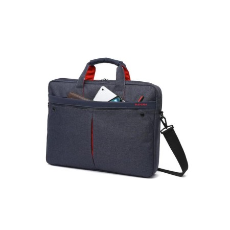 Business bag, lightning department, external pocket, mount on the suitcase, blue color-4