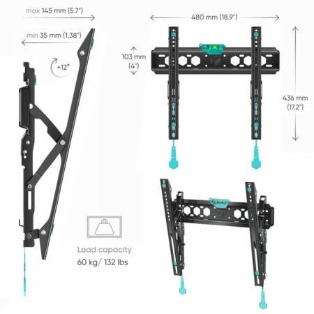 Bracket Onkron TM5, for TV, inclined, 32 "-70", 35-145 mm from the wall, black-7