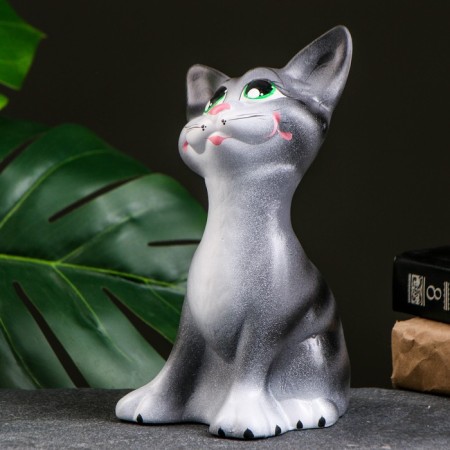 Piggy bank "Cat Oscar" Gray, 22cm-3