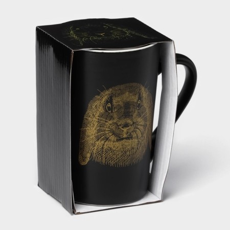 Porcelain shade mug "Bunny", 380 ml, black color-5