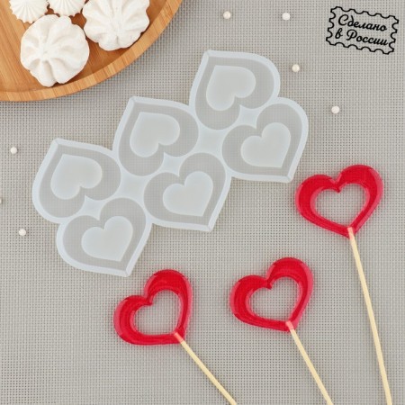 Silicone Mold for candies and chocolate "Heart", 6 × 4.5 cm, Color transparent
