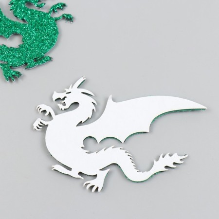 Adhesive -based decor "Dragon sits" 6x8 cm, green set 2 pcs foam glitter-1
