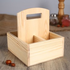 Combo stand from pine, with a handle and 3 compartments, 19 × 17 × 8.5 cm
