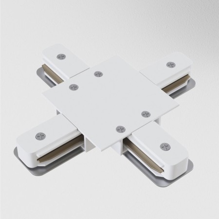 Connector X-shaped for the built-in track system Technical Track-11W, 13x13x2 cm, white color-2