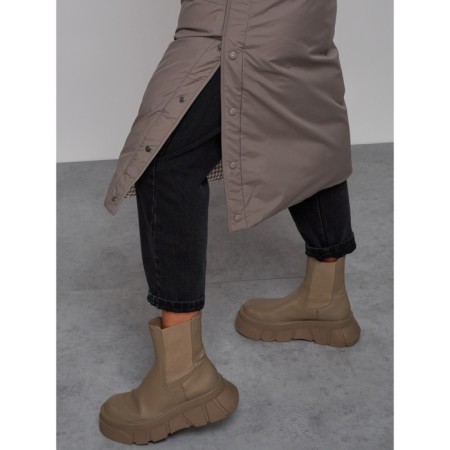 Coat insulated two -sided female, size 48, brown color-12