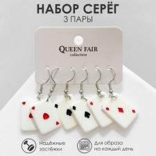 Acrylic earrings set 3 pairs of “cards”, colored in silver
