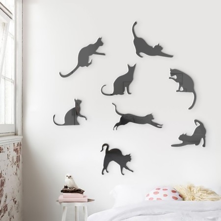 Interior stickers "cats", mirror, decor on the wall, set 8 pcs-1