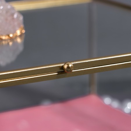 Organizer for storage "Crystal", with a lid, glass, 1 section, 25 × 18.3 × 11 cm, the color is transparent/copper/pink-8