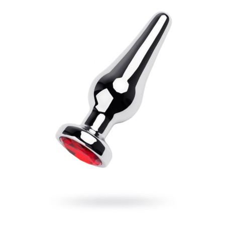 Anal plug Metal by Toyfa, silver, ruby, 12 cm, d = 4 cm