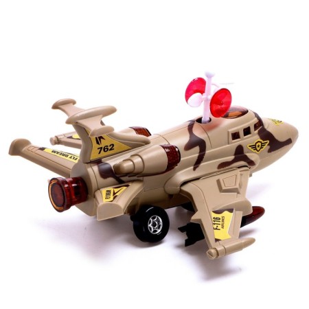The f-116 aircraft, light and sound, works from batteries, brown color-2