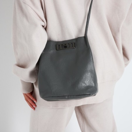 Bag Cross-Bodi with a zipper, gray color-5
