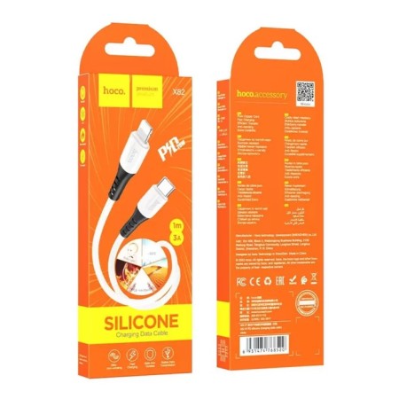 Hoco X82, Type -C cable - Lightning, 3 A, 1 m, silicone braid, white-3