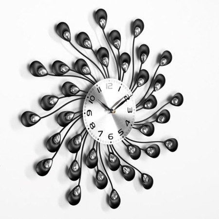 Watch walls, series: openwork, "petals with crystals", smooth move, d-13 cm, 38 x 38 cm-1