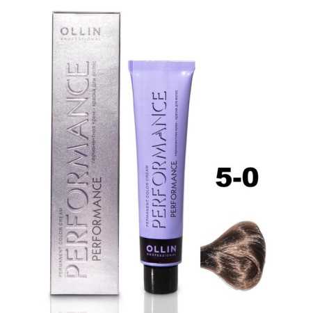 OLLIN PROFESSIONAL PERFORMANCE hair cream, tone 5/0 light brown-haired, 60 ml
