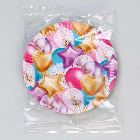 Disposable paper plate "balls", (18 cm), set 6 pcs-4