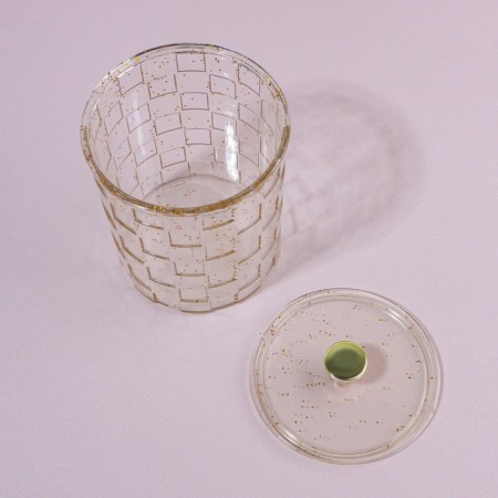 SHINE STORACTION ORGANIZER, with a lid, 8.5 × 8.5 × 11.2 cm, the color is transparent/golden-5