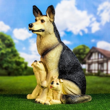 Garden figure "Shepherd with puppies Big" 45x37x71cm-7